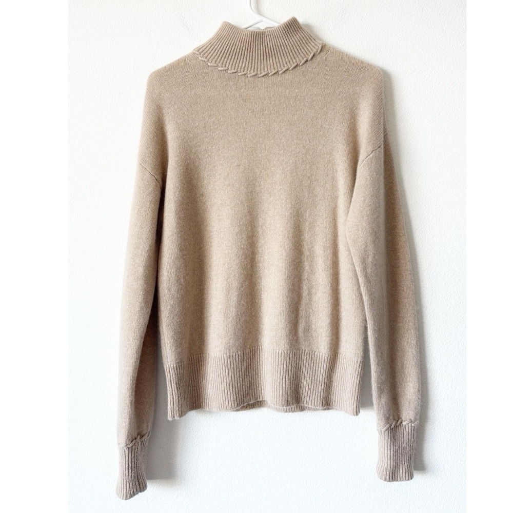Theory Tan Cashmere Turtleneck Sweater
